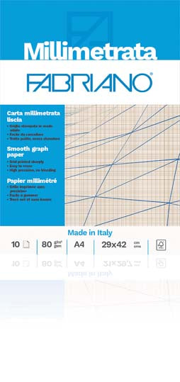 Blocchi Carta Millimetrata Fabriano 29x42 10 ff 25 pz.
