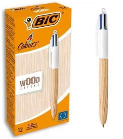 Penne Bic 4 Colori Wood 12 pz.