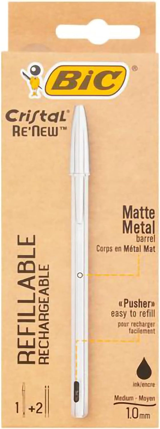 Penne Bic Cristal Re New Argento Nero