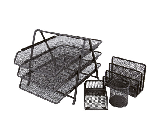Set Ufficio Rete Metal Nero 4 pz 16NIK090