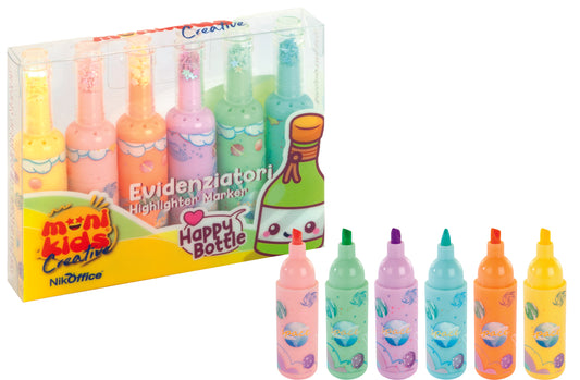 Evidenziatori Happy Bottle Monikids 24 set da 6
