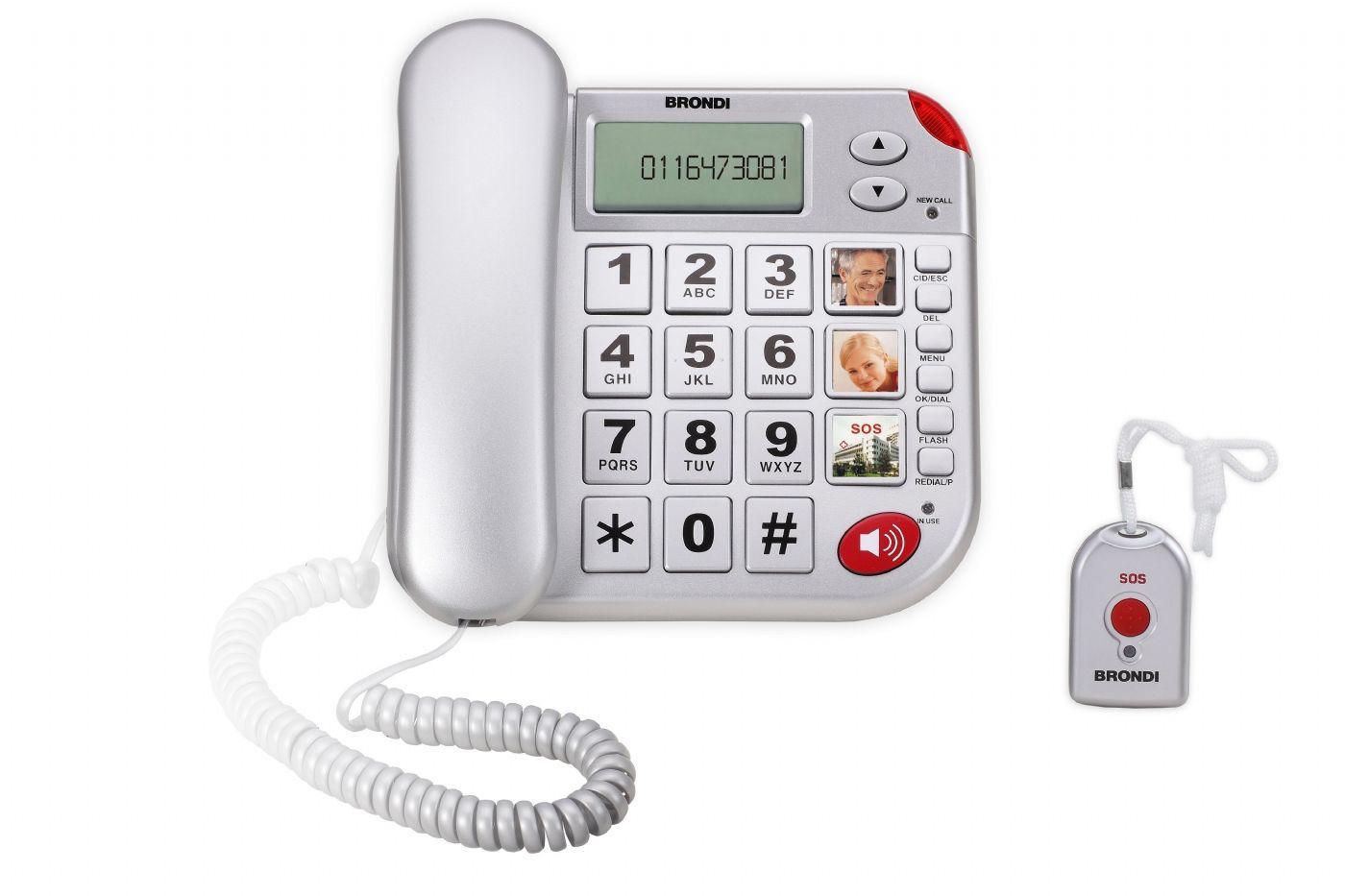 TELEFONO FISSO BRONDI SUPER BRAVO PLUS ARGENTO BIG DIG&DIS VIVAV