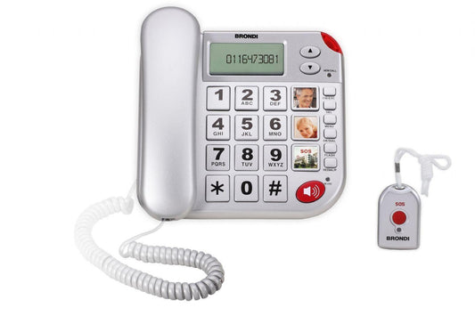 TELEFONO FISSO BRONDI SUPER BRAVO PLUS ARGENTO BIG DIG&DIS VIVAV