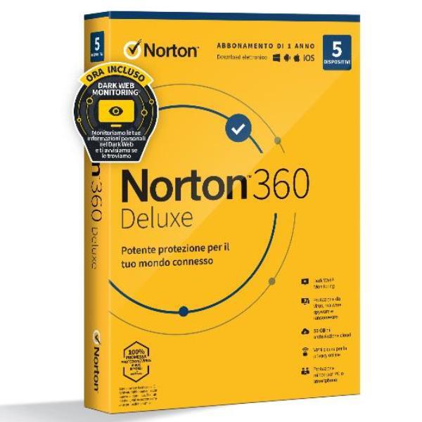 NORTON 360 DELUXE 2023 5 DEVICES 1 YEAR 50GB CLOUD