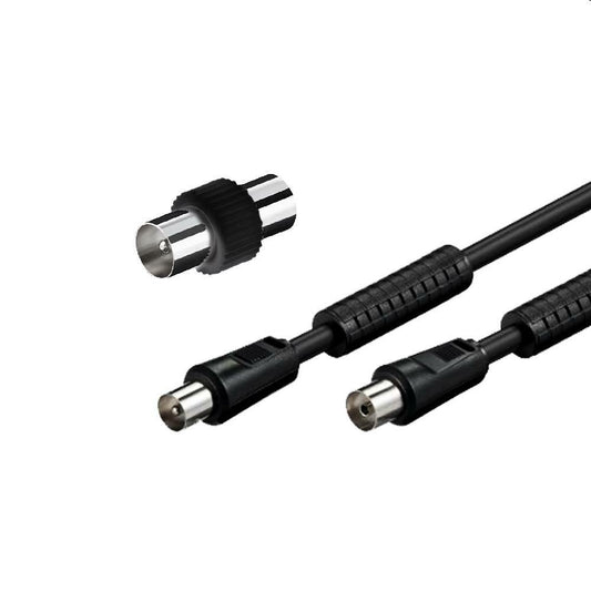 CAVO ANTENNA CON FERRITE M/F CON ADAT.M/M 5MT NERO