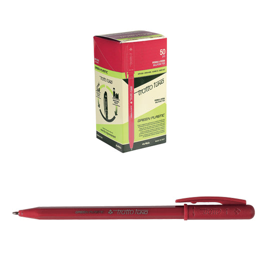 Penne Tratto 1Uno 0,5 Green Plastic Rosso 50 pz.