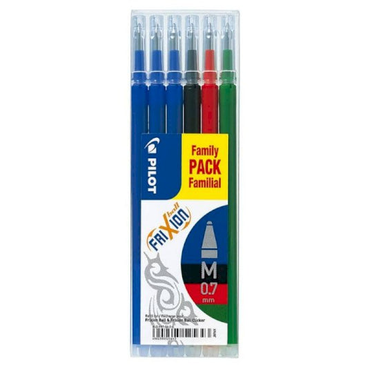 Refills Pilot Frixion Ball 0,7 Mix 6 pz. 3B 1N 1R