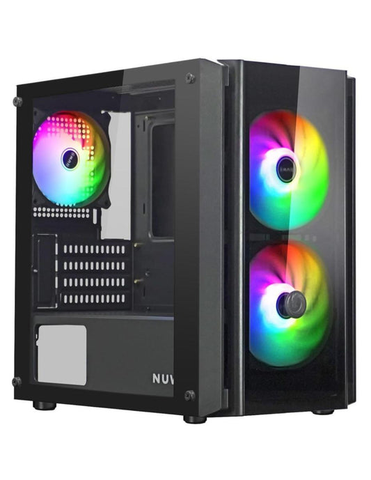 CASE NUWO BLITZ R28 BLACK 0.5MM SPCC3*U3 3*FAN FRGB RAINBOW SIDE